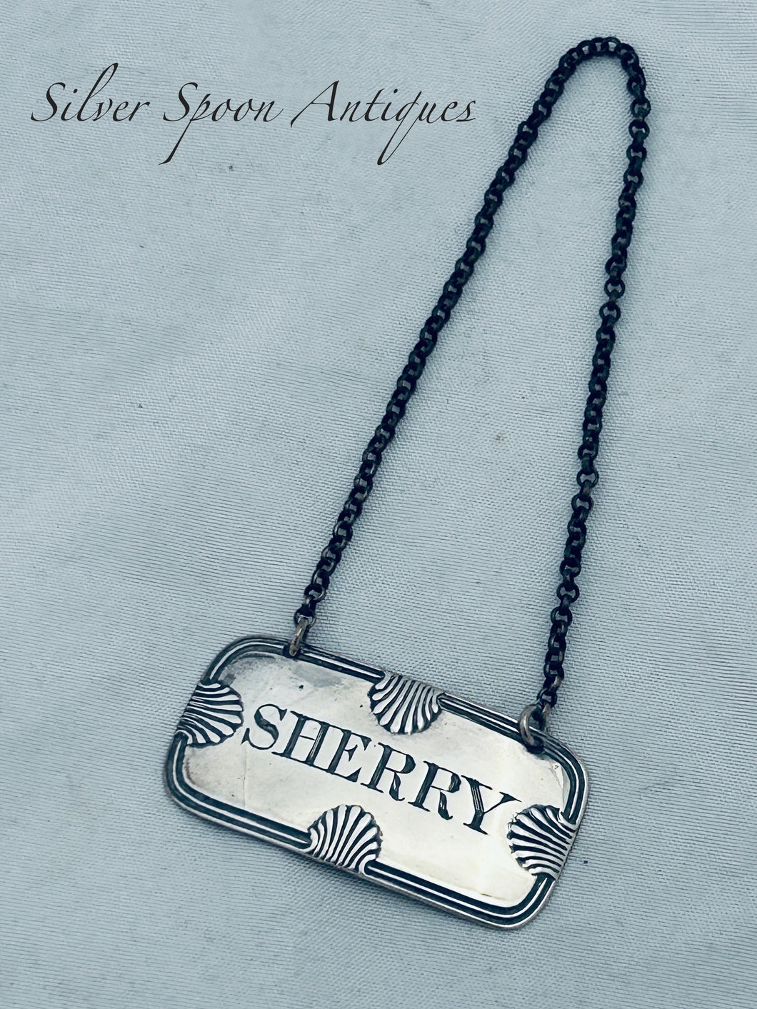 Victorian English Sterling Wine Label, 'SHERRY', George Unite, Birmingham, 1845