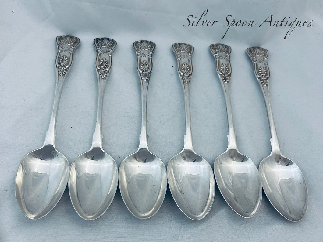 Set of Six Scottish Kings Pattern Dessert Spoons, Robert Gray & Son, Glasgow, 1835