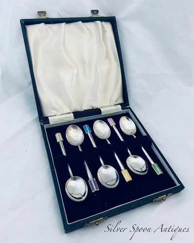 Stunning Art Deco Sterling Coffee Spoons, Mappin & Webb, Birmingham, 1939