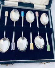 Load image into Gallery viewer, Stunning Art Deco Sterling Coffee Spoons, Mappin &amp; Webb, Birmingham, 1939