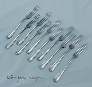 Set of 10 English Sterling Oyster Forks, Dixon & Sons, Sheffield, 1915