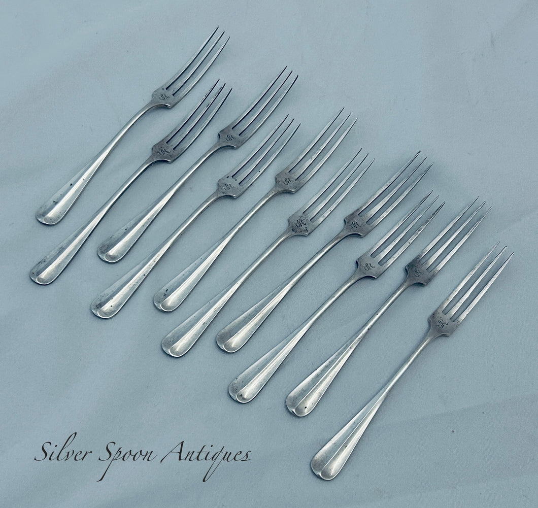 Set of 10 English Sterling Oyster Forks, Dixon & Sons, Sheffield, 1915