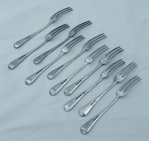 Set of 10 English Sterling Oyster Forks, Dixon & Sons, Sheffield, 1915