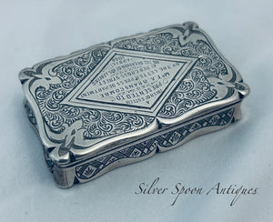 English Presentation Snuff Box, Edward Smith, Birmingham, 1861