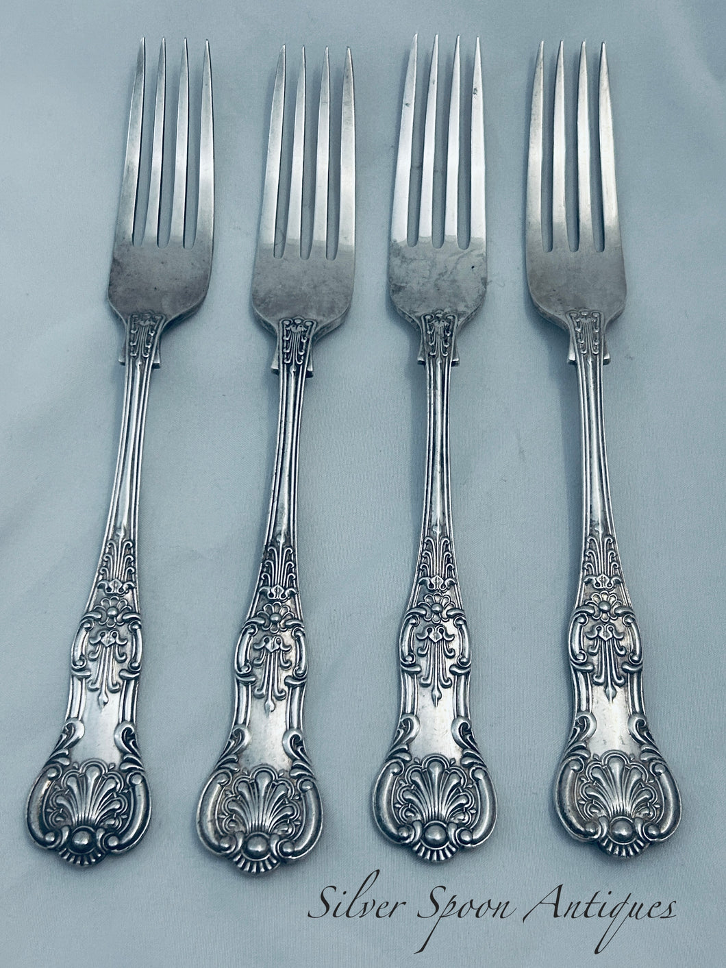 Set of four Kings Pattern Sterling Table Forks, R F Mosley & Co, Sheffield, 1942