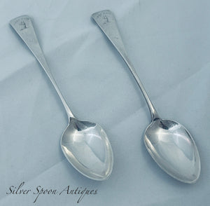 Pair of Scottish Provincial Dessert Spoons, James Erskine, Aberdeen, c1790