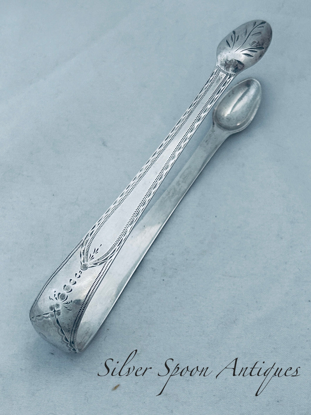 Scottish Georgian Bright-Cut Sugar Tongs, James McKay, c.1810