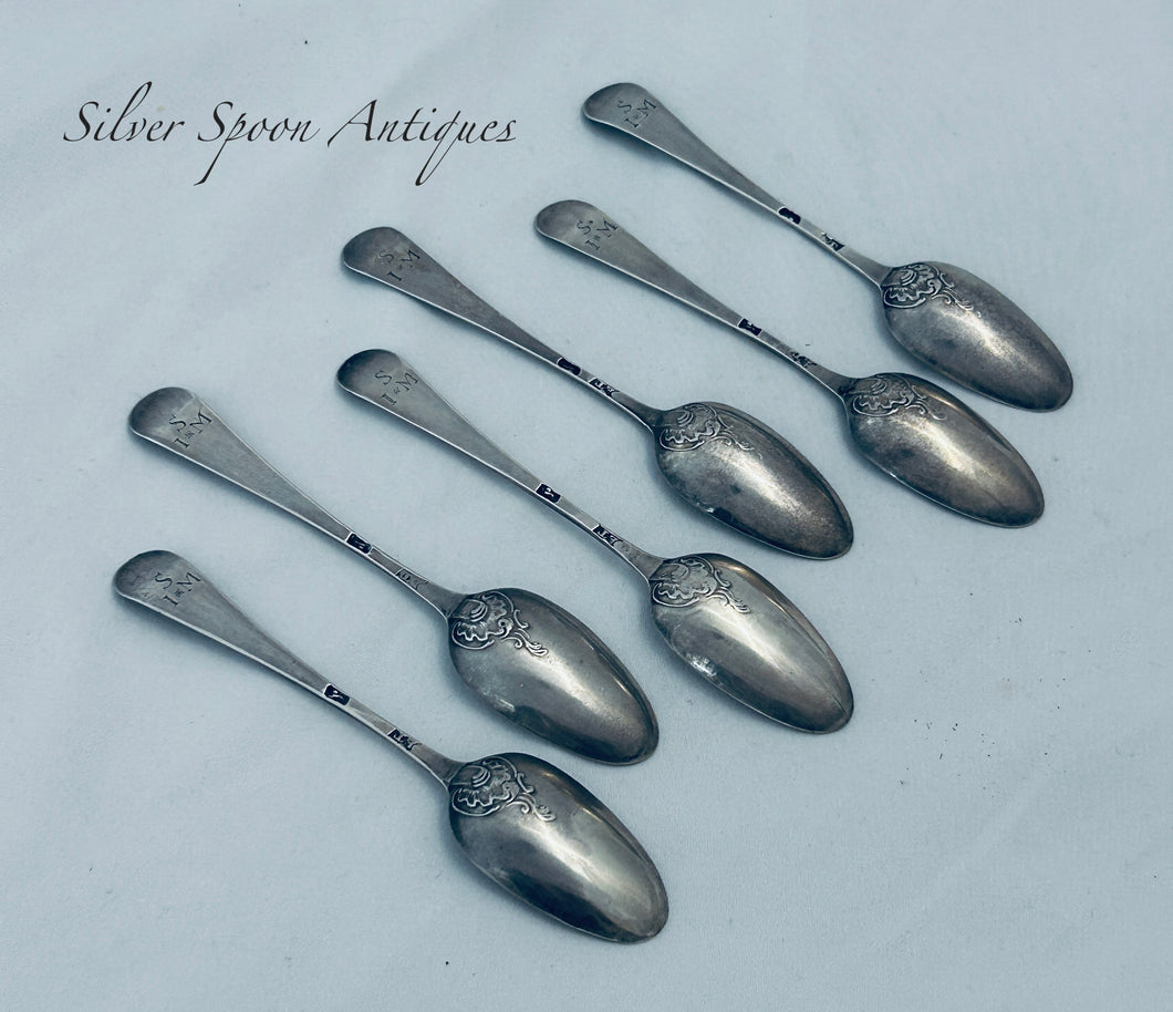 Set of 6 fancy back silver teaspoons, London, Elizabeth Tookey, c.1760s