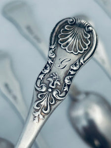 Set of 6 Kings Pattern Variant Scottish Teaspoons, George White, Glasgow, 1833