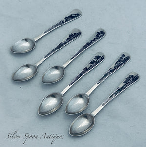 Set of Six Iraqi Silver Coffee Spoons, c.1920s-40s