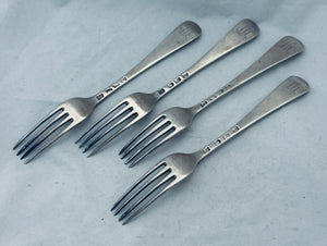 Set of four beaded pattern Georgian silver tableforks, George Smith, London, 1780