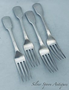 Set of 4 Georgian Sterling Dessert Forks, Hayne & Cater, London, 1836