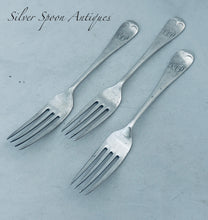 Load image into Gallery viewer, Set of 3 Old English pattern dessert forks, Walker and Hall, Sheffield, 1903