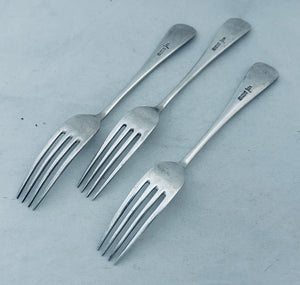 Set of 3 Old English pattern dessert forks, Walker and Hall, Sheffield, 1903