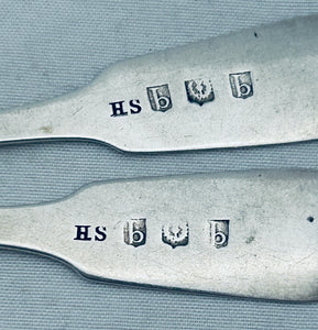 Pair of Scottish Provincial Teaspoons, unascribed 'HS' - probably Banff