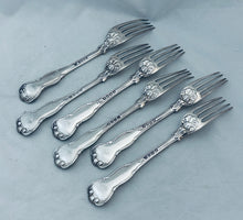 Load image into Gallery viewer, Set of 6 Sterling Forks - &#39;King&#39;s Husk&#39; pattern, William Chawner, London, 1825