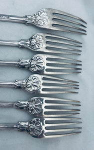 Set of 6 Sterling Forks - 'King's Husk' pattern, William Chawner, London, 1825