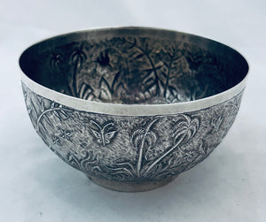 Aesthetic Movement Indian Silver Bowl, Arlington & Co, Calcutta, c.1880