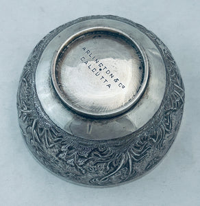 Aesthetic Movement Indian Silver Bowl, Arlington & Co, Calcutta, c.1880