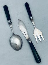 Load image into Gallery viewer, Sterling and Greenstone Serving set, New Zealand, 1900-1920