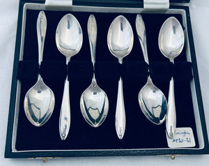 Boxed set of Art Deco Sterling Coffee Spoons, Suckling Ltd, Birmingham, 1931