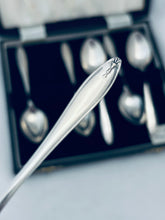 Load image into Gallery viewer, Boxed set of Art Deco Sterling Coffee Spoons, Suckling Ltd, Birmingham, 1931