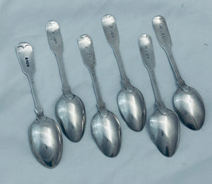 Set of English Provincial Georgian Teaspoons, Simon Levy, Exeter, 1817