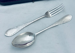 English sterling silver child's set, Martin, Hall & Co, London, 1886