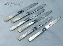 Load image into Gallery viewer, Set of 6 MOP and Sterling Fruit Knives, Isaac Ellis &amp; Sons, Sheffield, 1904 (1x1897)