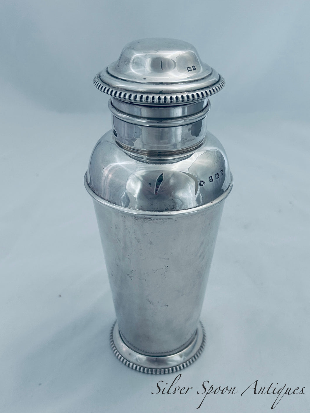 English Art Deco Sterling Cocktail Shaker, Adie Brothers Ltd, Birmingham, 1937