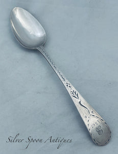 English Provincial Sterling Bright-Cut Table Spoon, Joseph Hicks, Exeter, c.1800