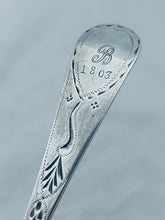 Load image into Gallery viewer, English Provincial Sterling Bright-Cut Table Spoon, Joseph Hicks, Exeter, c.1800