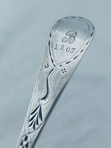 English Provincial Sterling Bright-Cut Table Spoon, Joseph Hicks, Exeter, c.1800