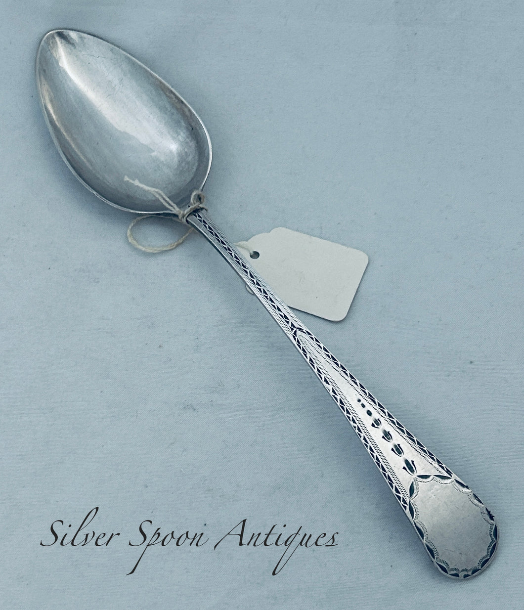 Scarce Maker - English Provincial Bright-Cut Tablespoon, Parsons & Crees, Exeter, 1798