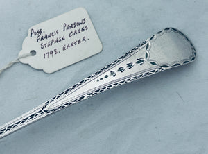 Scarce Maker - English Provincial Bright-Cut Tablespoon, Parsons & Crees, Exeter, 1798